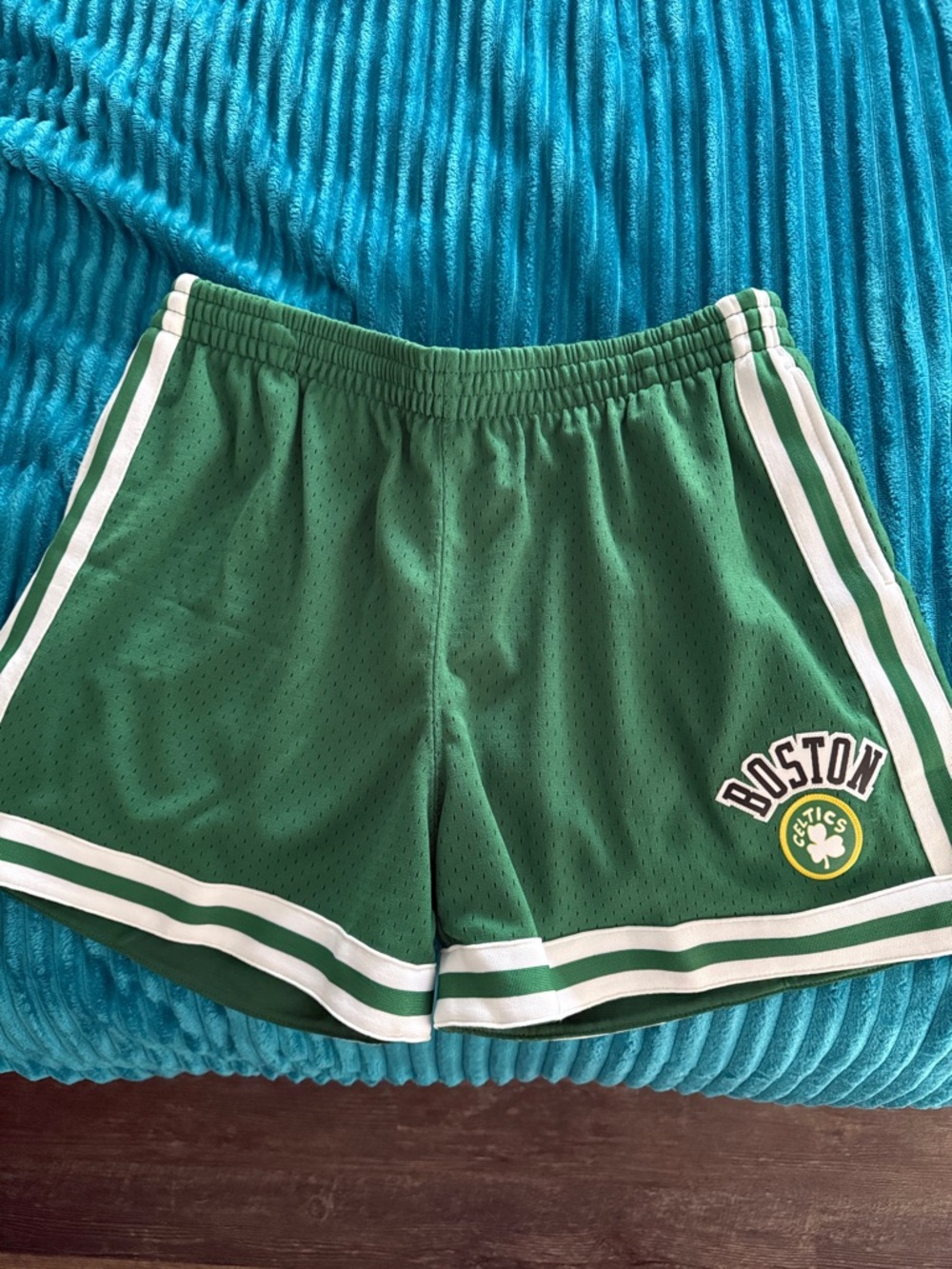 Mitchell & Ness Boston Celtics Green and White Athletic Shorts